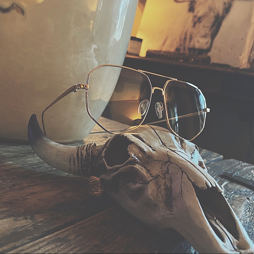 Gold Geometric Wire Glasses - Clear Lens Fashion Accessory NWOT - Picture 4 of 17